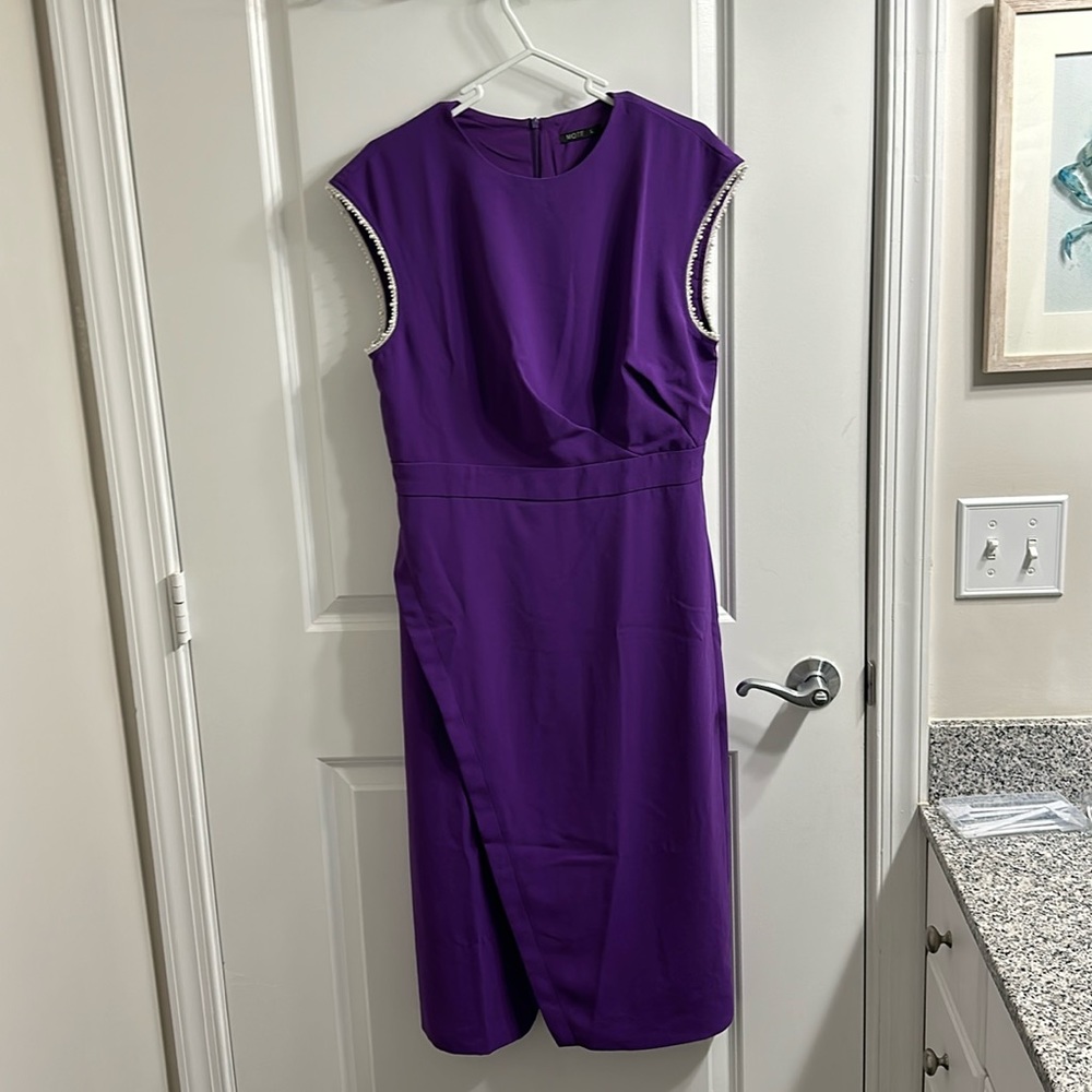 Pearl trim fitted dress. Never worn.